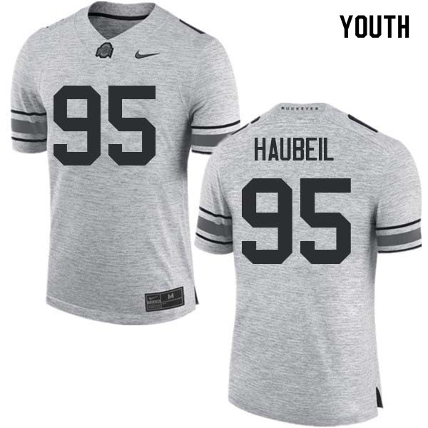 Ohio State Buckeyes #95 Blake Haubeil Youth Stitch Jersey Gray OSU23961